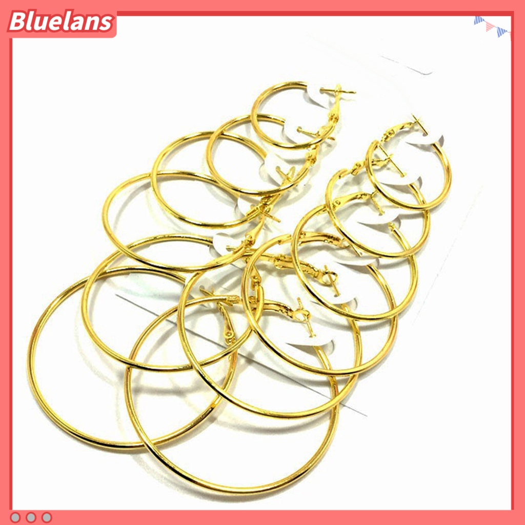 Bluelans 6Pairs Fashion Circle Hoop Dangle Earrings Pendant