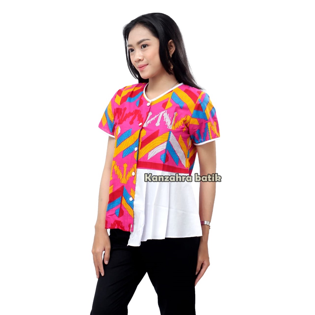 Atasan Batik Wanita Modern Blouse Batik Wanita S-M-L-XL-XXL-3L-4L-5L Bahan Katun-5