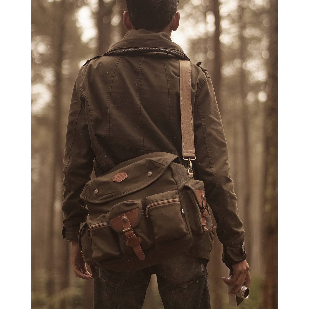 DIVINCES Bareto Series Tas Multifungsi Kanvas Army Bisa Jadi Ransel / Selempang