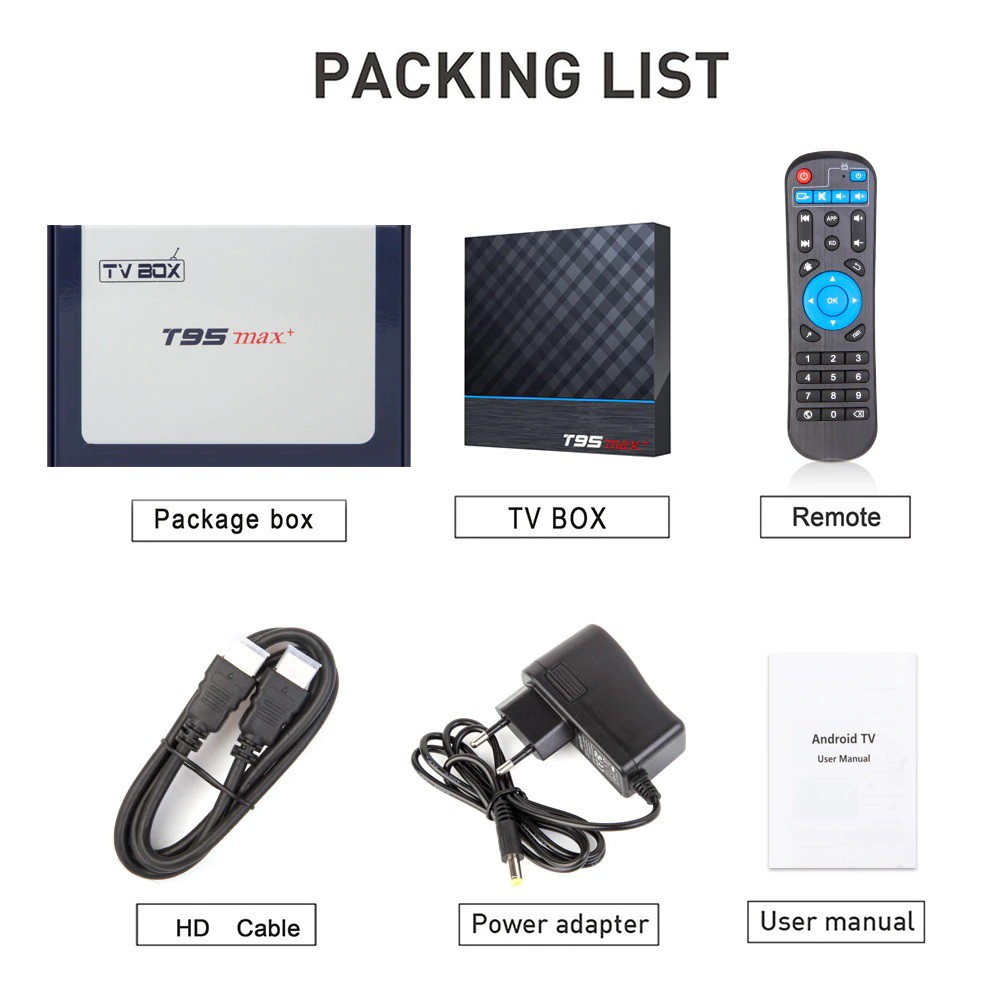 T95 MAX PLUS - Android 9.0 Smart TV Box 8K Display - RAM 4GB ROM 32GB