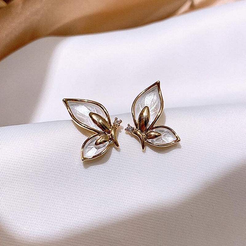 Anting Stud 925 Silver Needle Bentuk Kupu-Kupu Kecil Gaya Korea Untuk Perempuan