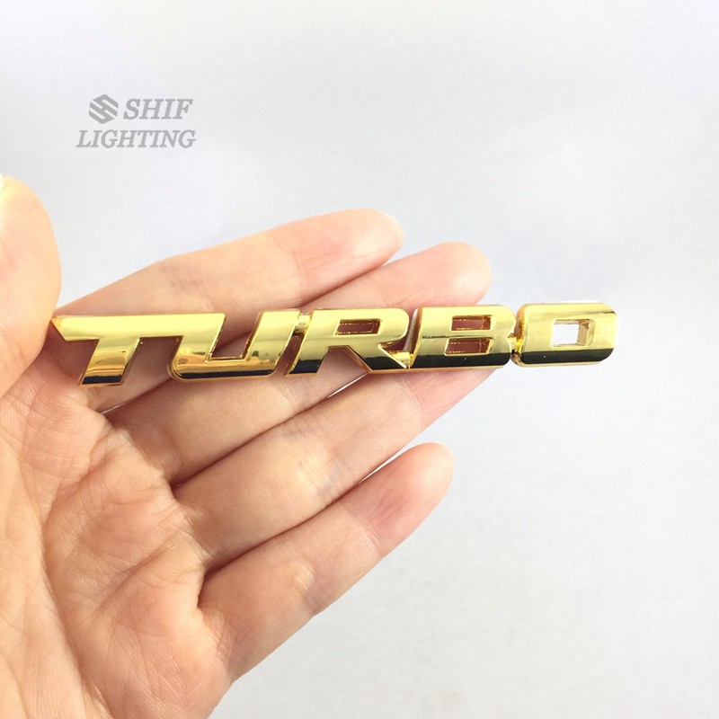 1Pc Stiker Emblem / Badge Motif Logo Turbo Bahan Metal untuk Mobil