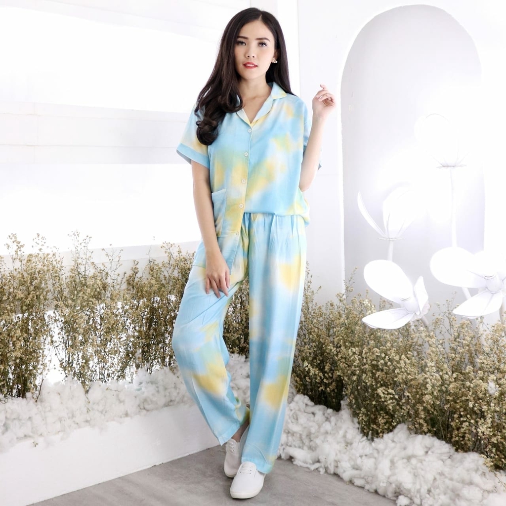 Set Piyama Tie Dye CP HP MYDA Bahan Rayon Size XL &amp; XXL / Piyama Jumbo