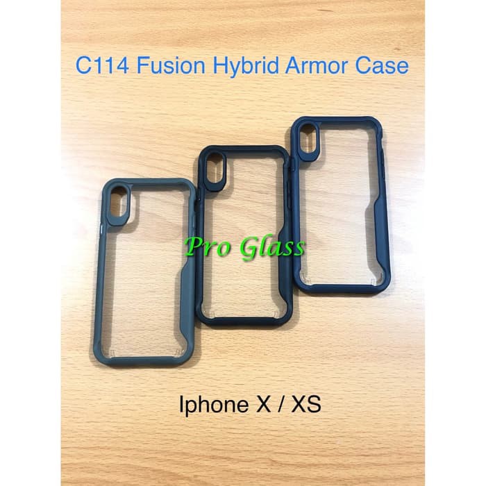 C114 Iphone X/XS/XR/XS MAX Fusion Hybrid Premium Armor Case Silicone Acrylic