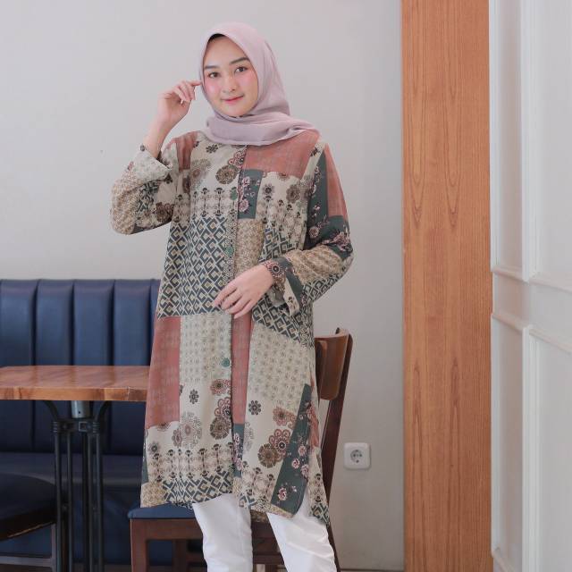 Rafa tunik ld 106 full kancing depan busui big size ukuran xl jumbo murah berkuakitas ish fixpose