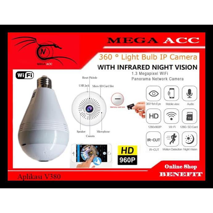 Berkualitas Ip Camera Cctv Bulb Wifi Panoramic - Lampu Bohlam Vr Spy Cam Termurah