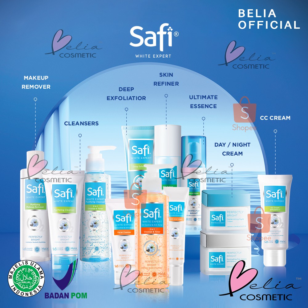 ❤ BELIA ❤ SAFI White Expert Series | Day Night Cream 25 45g | Toner | Cleanser | Essence Oil Acne