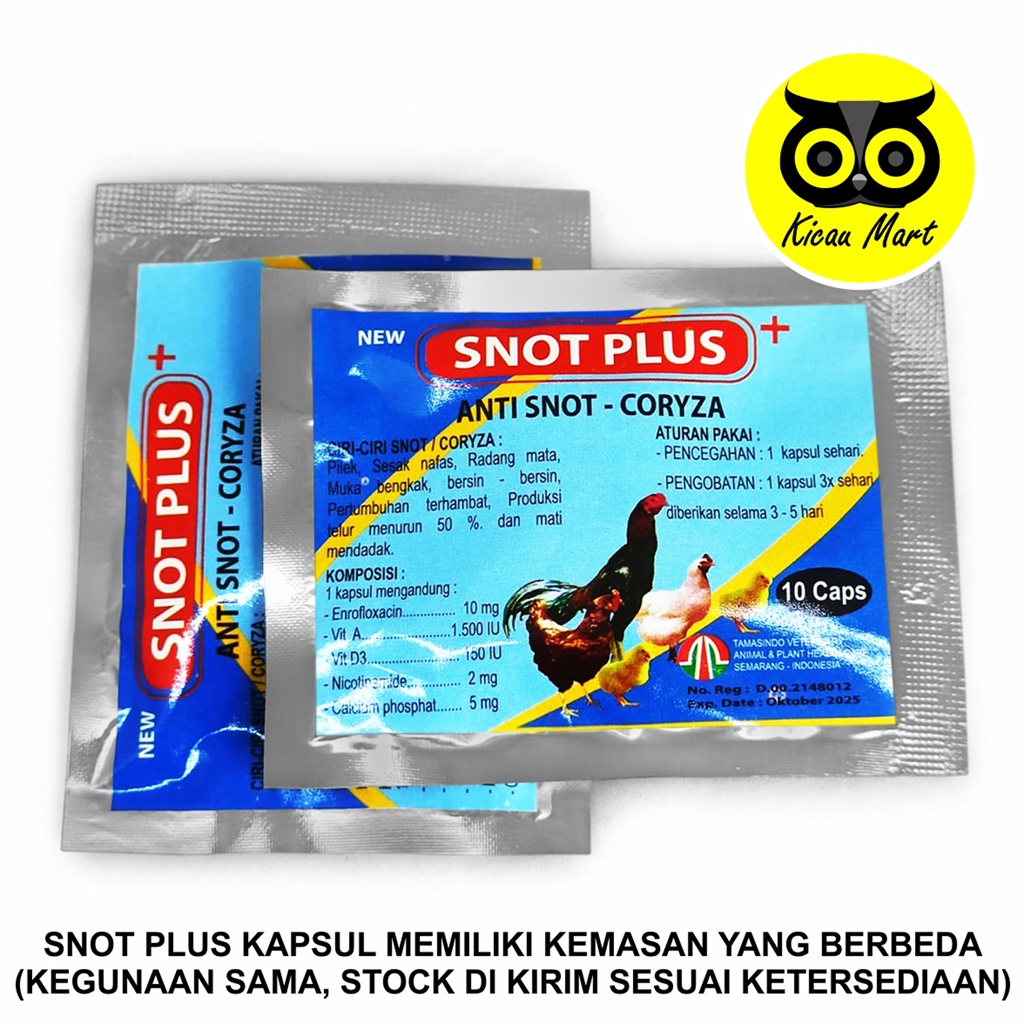 Obat Snot Plus 10 Capsul Obat Ayam Anti Snot Coryza Obat Ayam Bebek Unggas Snot Tetelo Ngorok Pilek Batuk Radang Lumpuh Berak Hijau