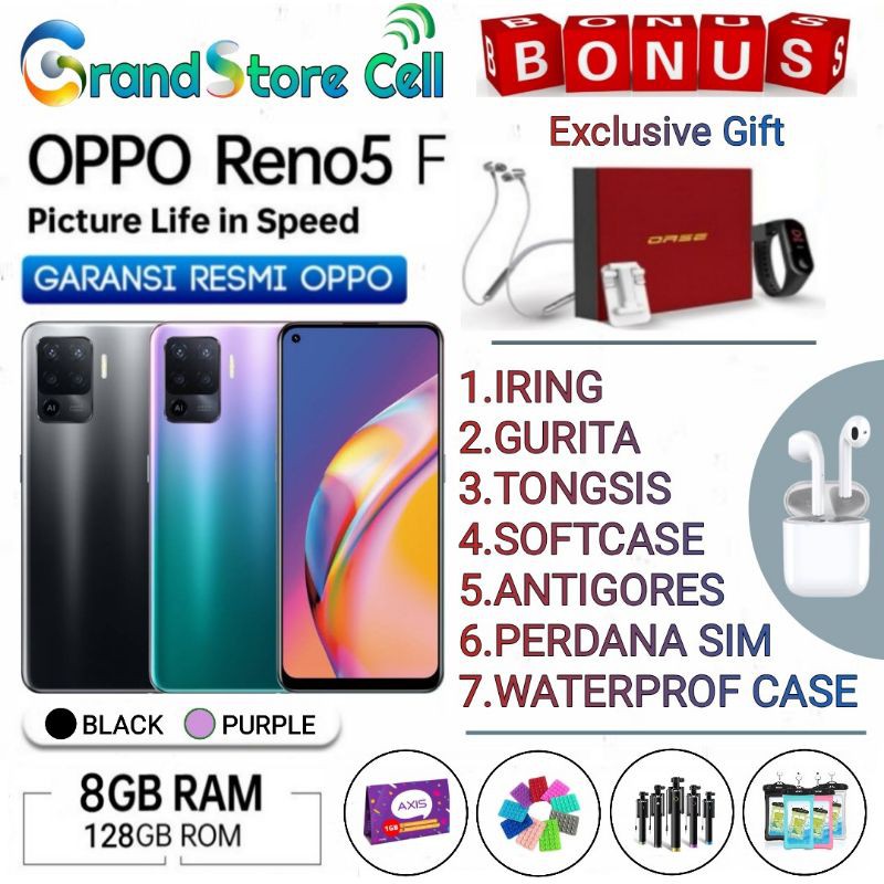 OPPO RENO 5F RENO5 F RAM 8/128 GB GARANSI RESMI OPPO INDONESIA