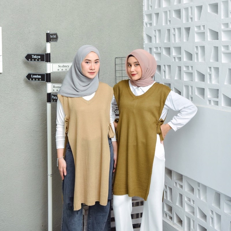 Jalur Long Vest / Long Vest Casual Look / Vest Rajut Termurah