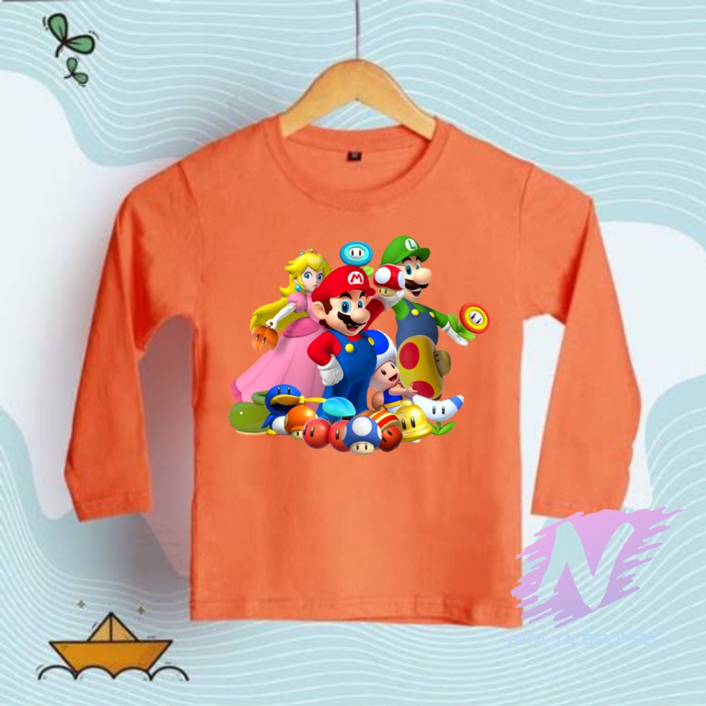 KAOS ANAK LENGAN PANJANG SUPER MARIO VIDIO GAME