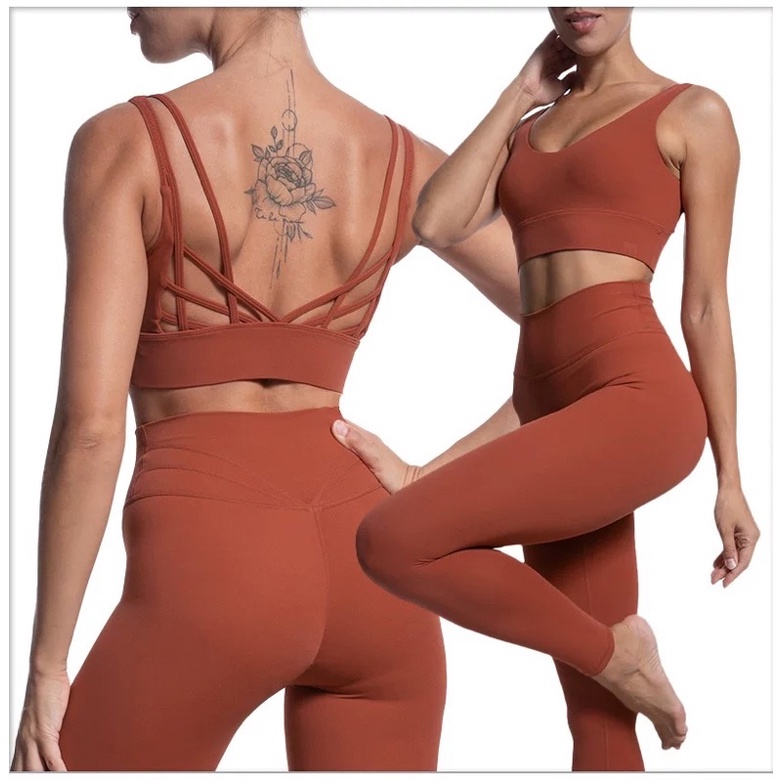 VANESSA SET SPORTS BRA + LEGGING SEAMLESS SMOOTH PREMIUM SETELAN OLAHRAGA WANITA HIGH IMPACT BRA