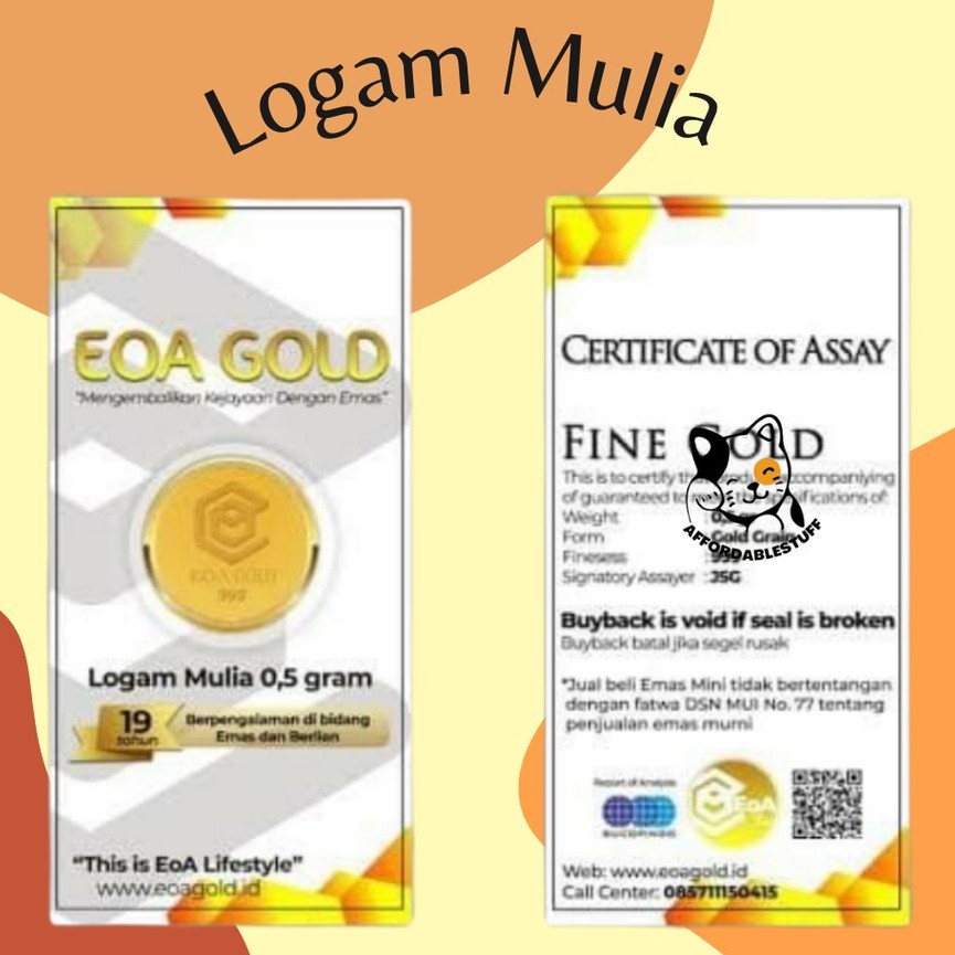 Emas mini 0,025 - 0,1gram LOGAM MULIA EOA GOLD