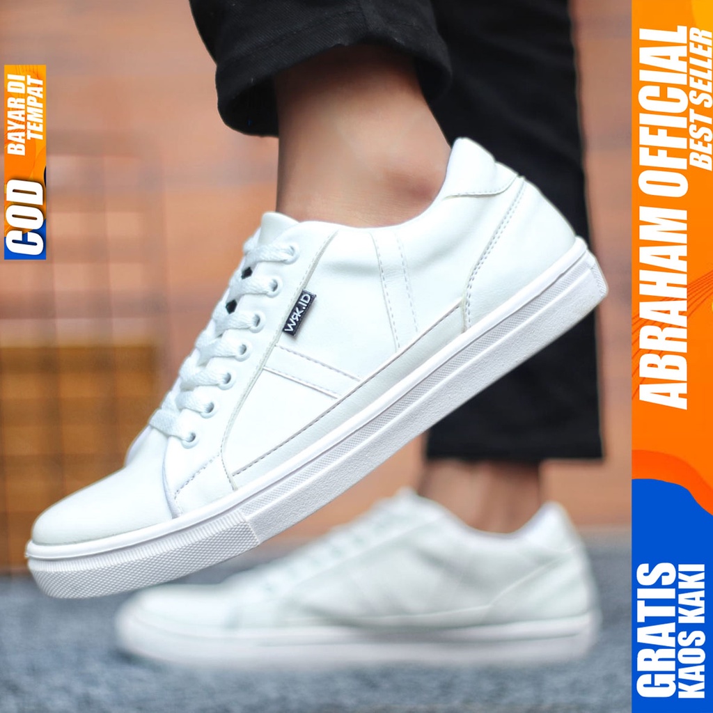 Sepatu Sneakers Pria Sepatu Casual Pria Kulit Pu Sepatu Kerja Kuliah Kondangan Sepatu Hitam Pria GUMO ABRAHAM