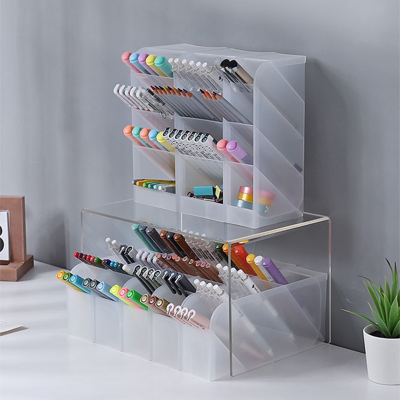 Creative Obliquely Multi-grid Inserted Pen Organizer