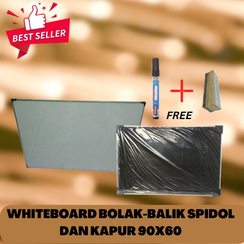 

PAPAN TULIS/ WHITE BOARD DUA SISI SPIDOL DAN KAPUR 60 X 90 cm FREE SPIDOL DAN PENGHAPUS!!!