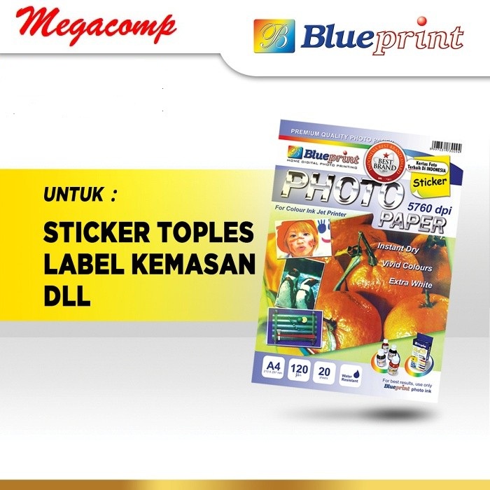 

Kertas Sticker Glossy / Sticker Glossy Photo Paper BLUEPRINT A4 120 gs