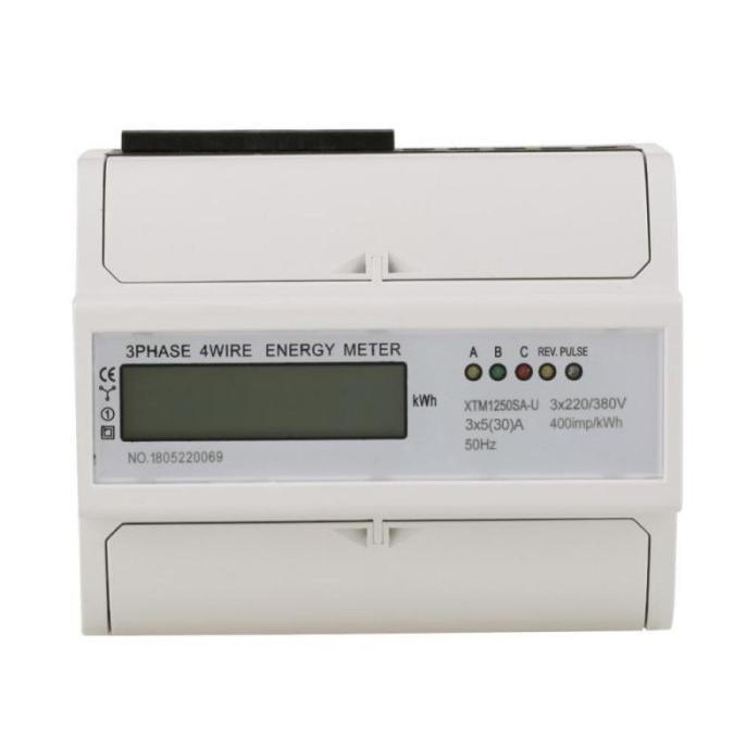 KWH Electric Meter Digital 3 Phase 4 Wire LCD 3x20(80)A DIN Rail ada stock