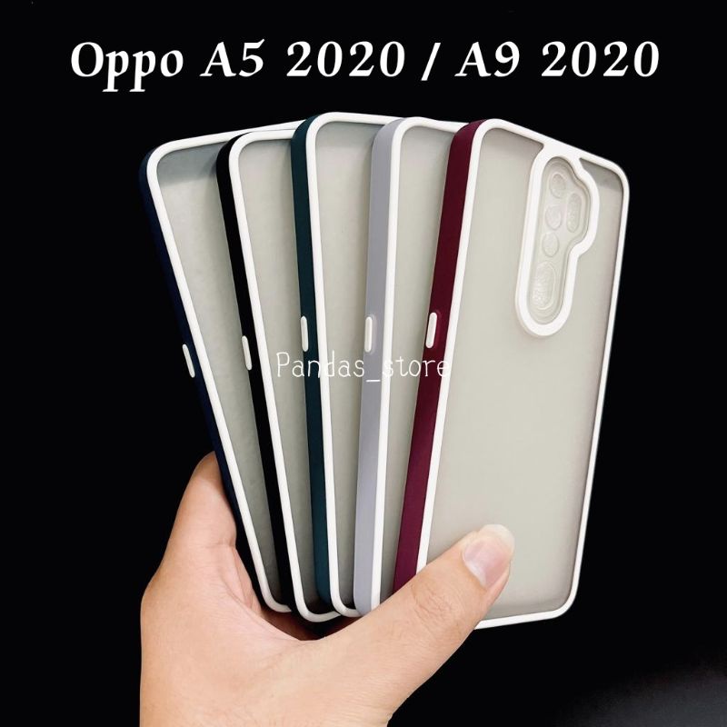 Pro Hybird Oppo A5 2020 / A9 2020 Softcase Halus dan Elegan / Pinggiran Garis Putih Keren (Pandas)