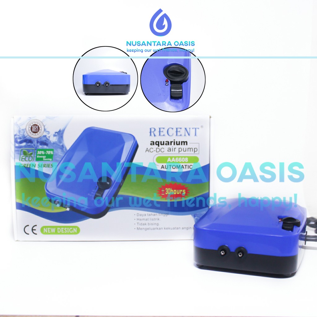 POMPA UDARA AQUARIUM AERATOR AC DC RECENT RC 6608 AIR PUMP