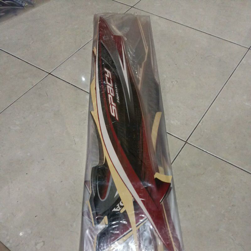 striping stiker les body Honda spacy 2011 karbu body merah