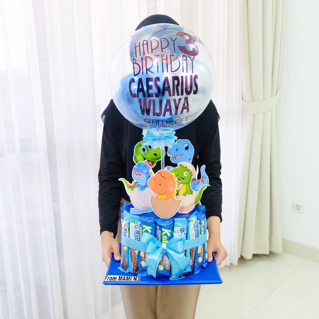 

Dino Dinosaurus Balon Snack Lucu Ulang Tahun Bucket Ballon + Topper Tema Birthday