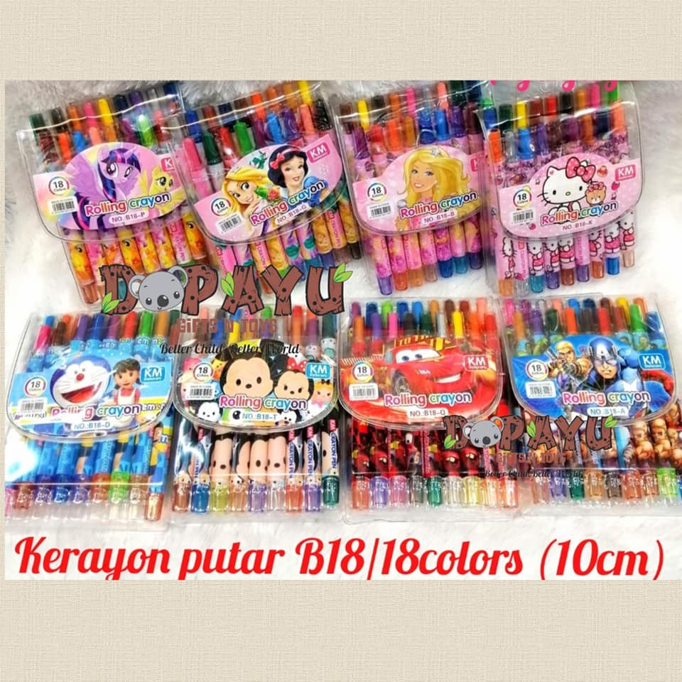 

KRAYON PUTAR KARAKTER KECIL B18 ROLLING CRAYON 10 CM alat gambar anak