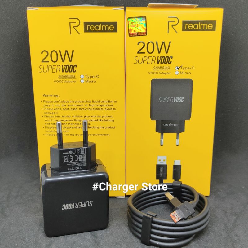 Charger Realme Hitam Micro USB SUPERDART VOOC 5V 4A 20W Fast Charging ORIGINAL