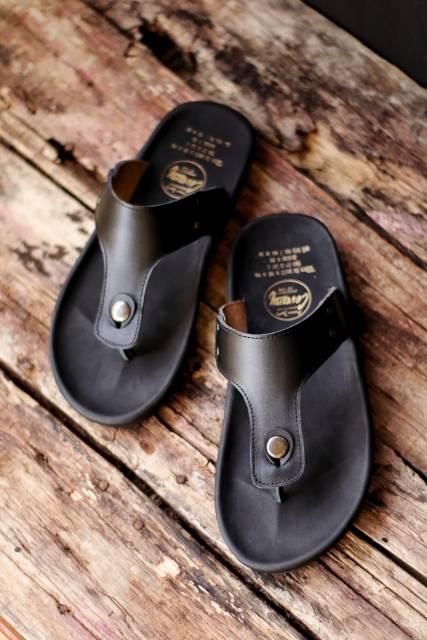 (COD) SANDAL KULIT PRIA CEVANY CLOVER BLACK BROWN TAN KULIT SAPI ASLI ORIGINAL HANDMADE