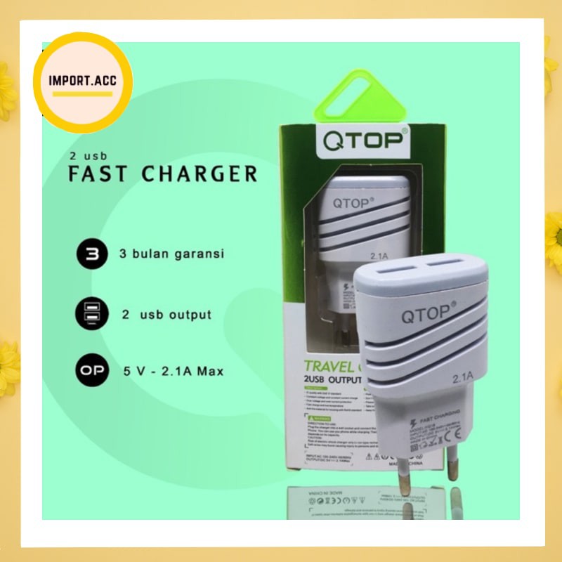 Batok Charger Qtop 2USB 2.1A Zebra