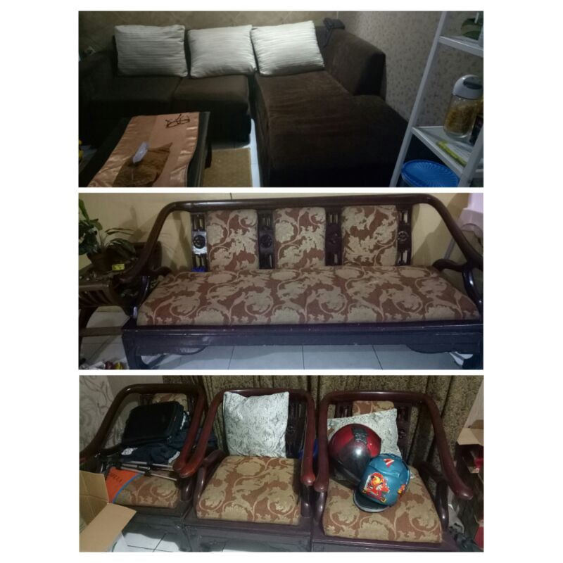 sofa sudut L sofa kayu murah