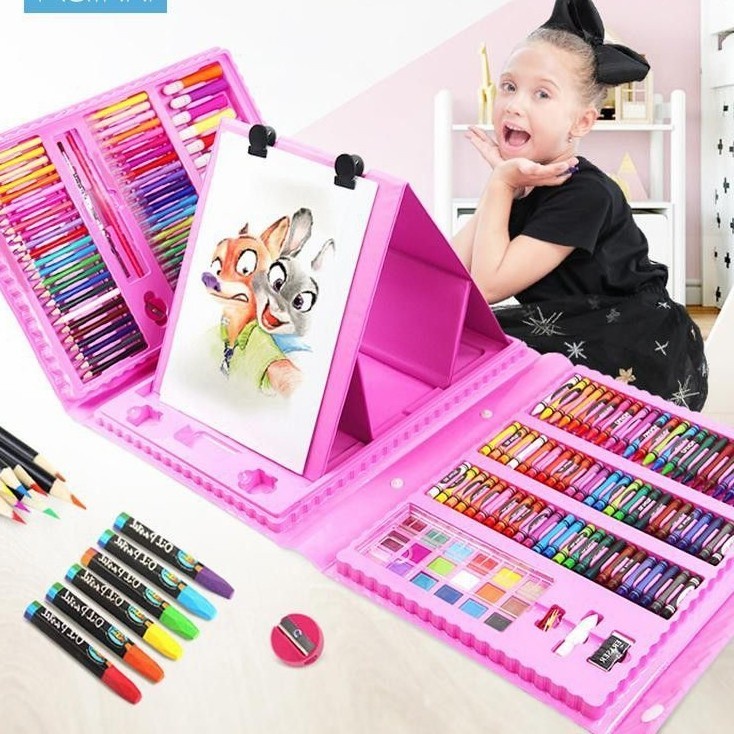 Barangunik2021 -Crayon Set 208 Alat Mewarnai Warna Set 208pcs Pensil Warna Krayon SetCrayon set segi 6 enam 46pcs 46 pcs art set warna color/Crayon Set Isi 150 Pcs Pensil Warna Set Anak Crayon Full Set Alat Lukis