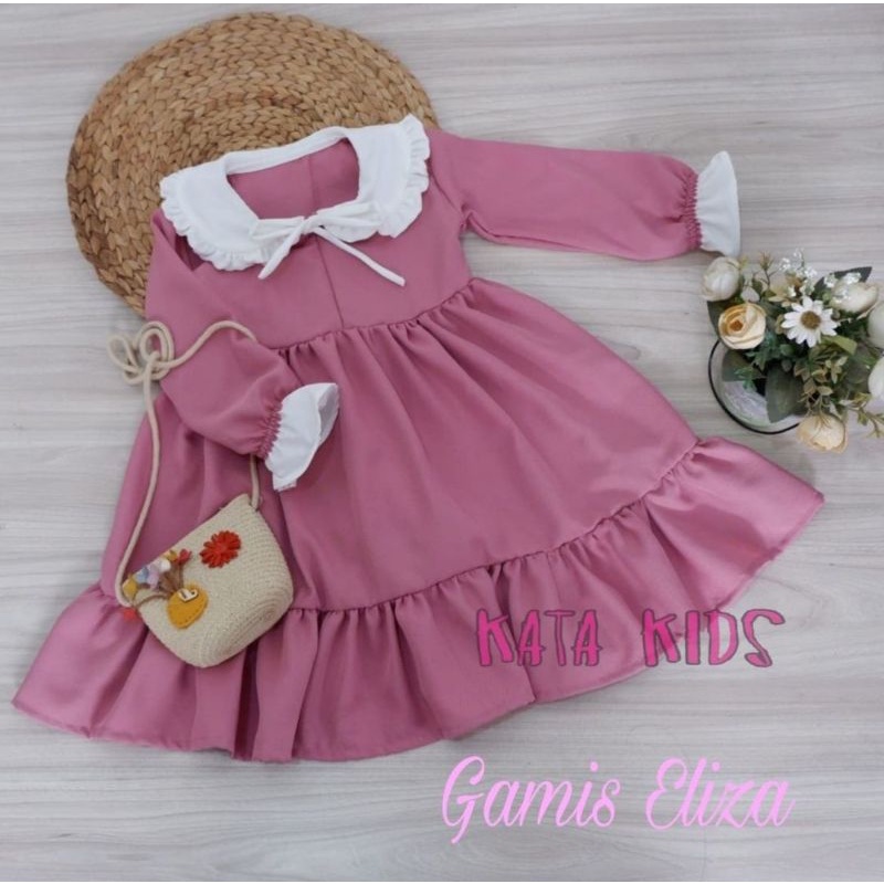 dress anak kekinian / dress eliza terbaru / gamis muslim anak