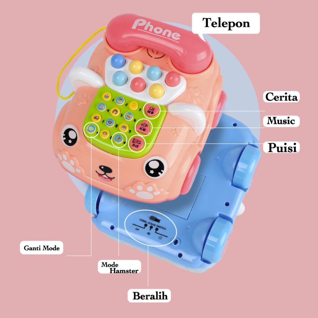 [FUNNY]Mainan Mobil Telephone Edukasi Anak Berlampu Dan Music / Early Education Telephone