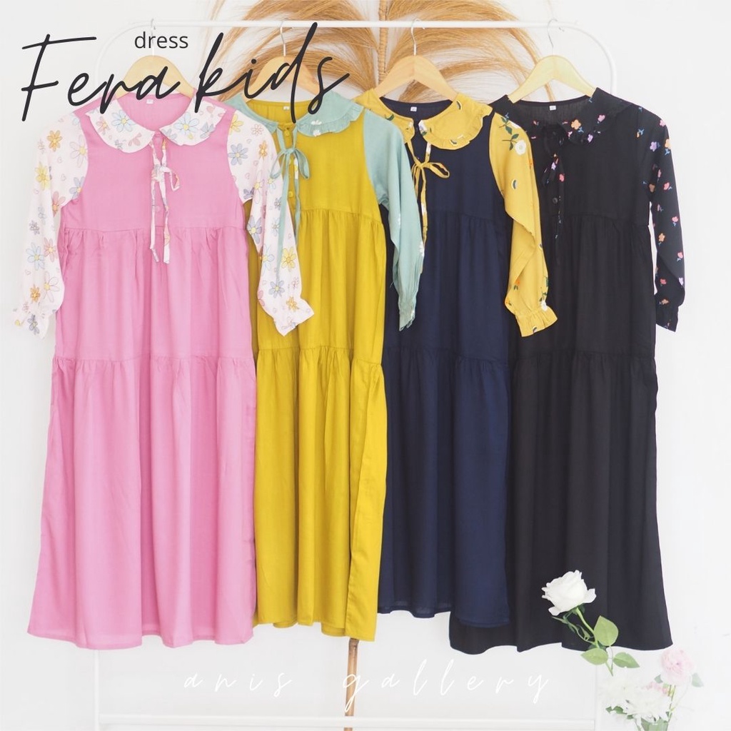 Gamis Anak Motif Bunga - Fera Kids Dress Murah