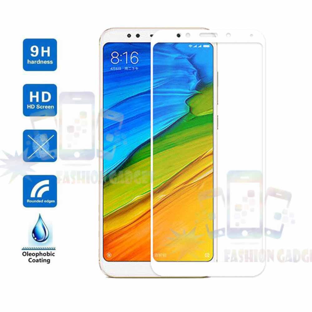 Tempered Glass Xiaomi Redmi Note 5 Ukuran 5.99inch Full Colour Bagian Depan / Anti Gores Kaca Screen