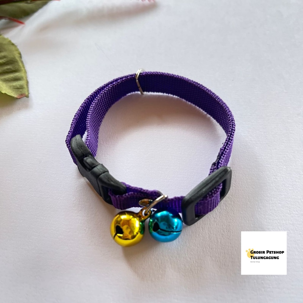 Kalung kucing 2 lonceng Polos 10ml bahan tebal