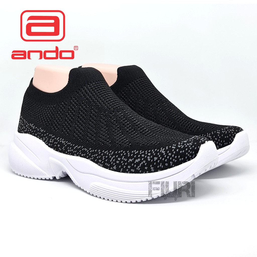 FIURI - Ando Original - NAOMI 37-40 HITAM PUTIH - Sepatu Kets Wanita - Sepatu Sneakers Wanita - Sepatu Olahraga Sport Wanita - Sepatu Casual - Sepatu Jogging Lari Fitness Gym Senam Wanita - Sepatu Sekolah Bertali SD SMP SMA-3