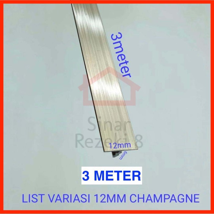 List Variasi 12 mm Champagne Aluminium Lis T Edging Penutup Celah Furniture Alumunium