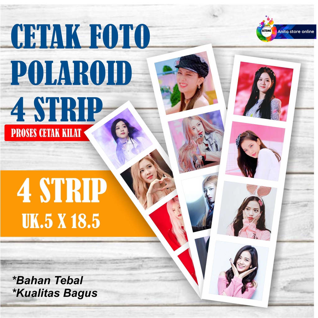 ASTONE CETAK FOTO POLAROID 4 Strip FILM Foto custom Bisa request Foto KAMU / BTS K POP IDOLA TW BLAC