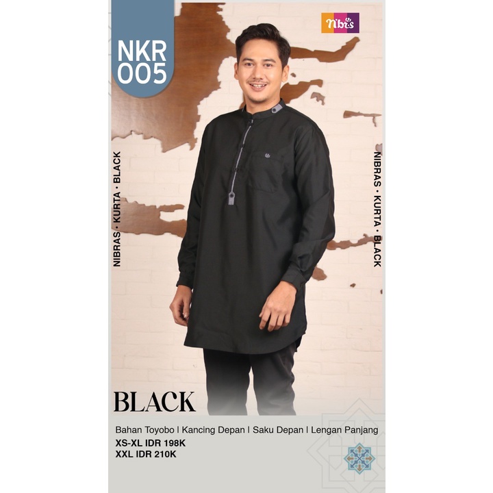 BAJU KOKO NIBRAS LENGAN PANJANG COUPLE AYAH DAN ANAK TERBARU NKR 005 HITAM  [BISA COD]
