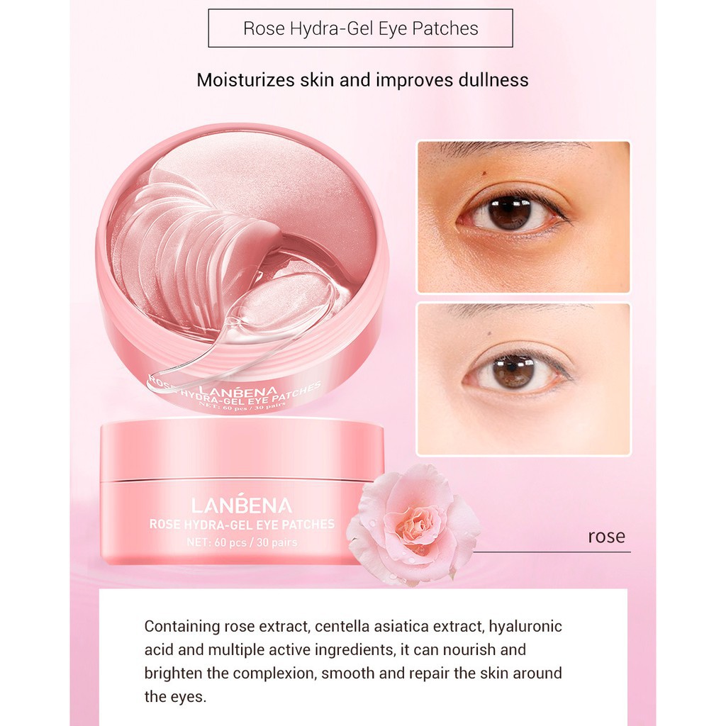 LANBENA Eye Mask Rose Hydra Gel Eye Patches Lady Collagen Moisturizing Eye