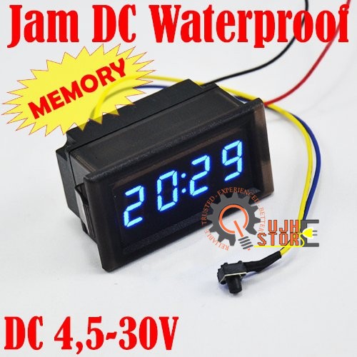 Jam Digital DC Mini Clock Watch Motor & Mobil 4.5-30V 0.4 inch Waterproof Led BIRU