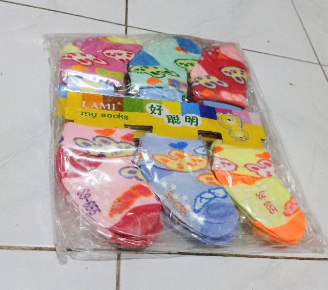 Paket 12PSG Kaos Kaki BAYI  NEW BORN  Motif