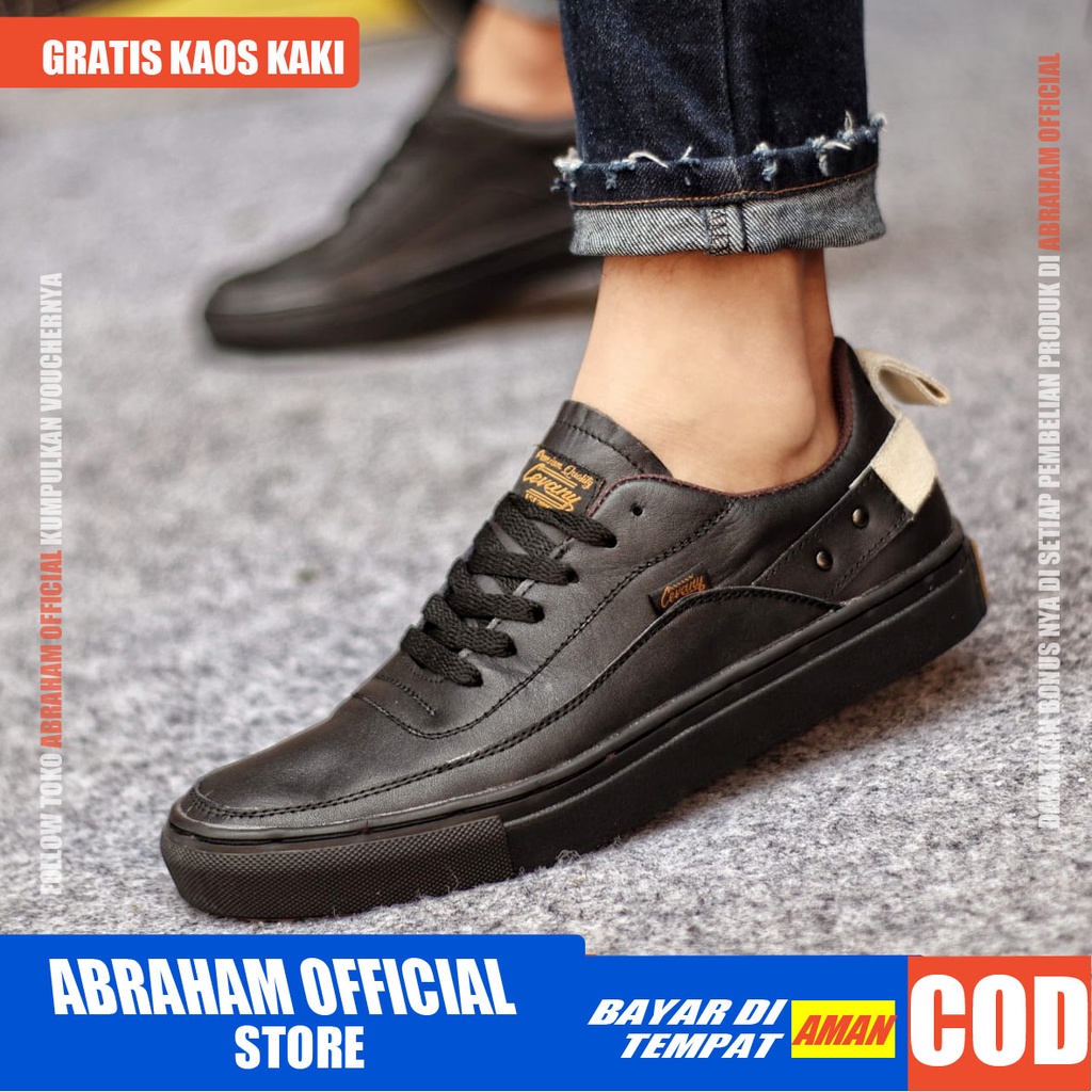 ABRAHAM Sepatu Sneakers Kulit Asli Kerja Pria