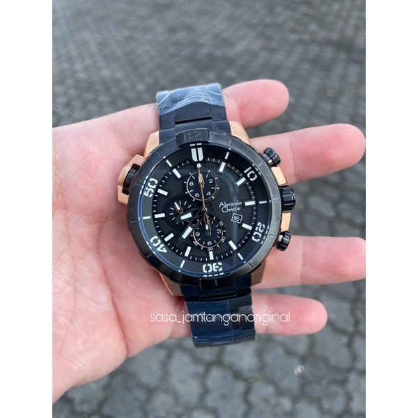 Jam Tangan Alexandre Christie Ac 6554 Original Black Rosegold