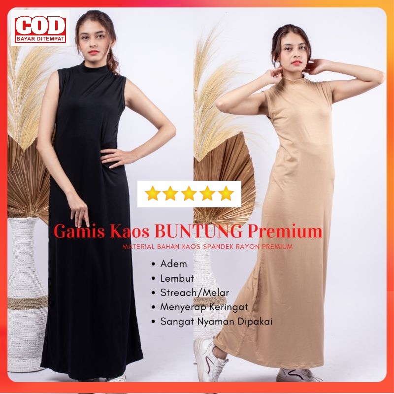 Iner Inner Span Dress Tanpa Lengan Manset Dress Gamis Kaos Buntung Tanpa Lengan Pendek Bahan Spandex