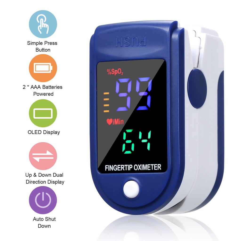 Oximeter Fingertip Pulse Oximetry Sp02 Saturation LED 4 Warna AB-88 Oksimeter Ukur Kadar Oksigen Detak Jatung Oxymeter LK87 Pengukur Saturasi