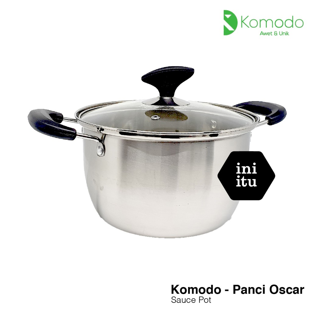 [ Komodo ] Panci Oscar / Sauce Pot / Dutch Oven Komodo + Tutup 22 , 24 cm Stainless Steel- Double Buttom