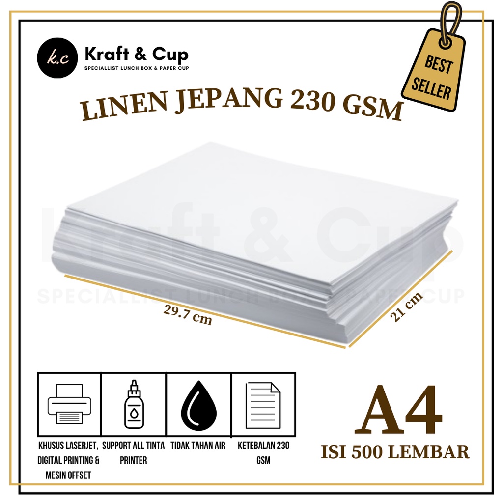 Kertas Linen A4 1 Rim isi 500 lembar / Kertas Linen A4